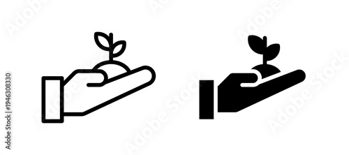 Eco-friendly icon in black color for website or app.