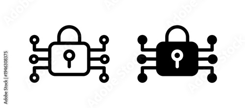 Encryption icon in black color for website or app.