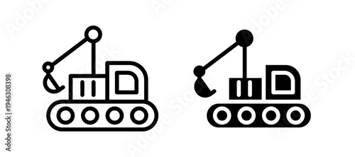 Excavator icon in black color for website or app.
