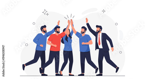 Teamwork High Five Success Celebration