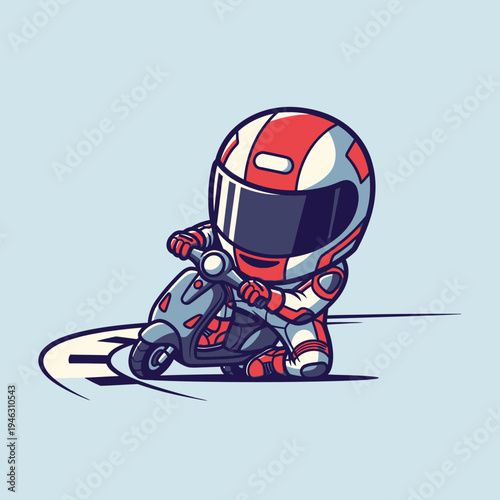 a cartoon character riding a motorcycle.