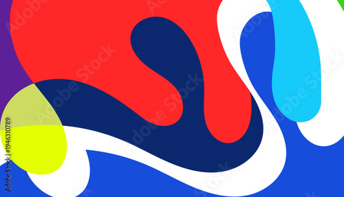 Abstract colorful background with dynamic organic fluid shapes and vibrant primary and secondary colors. Modern graphic design for digital use and branding projects.