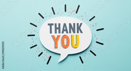 Wallpaper Mural Thank You Message in Speech Bubble on Blue Background, Gratitude and Appreciation Concept Torontodigital.ca