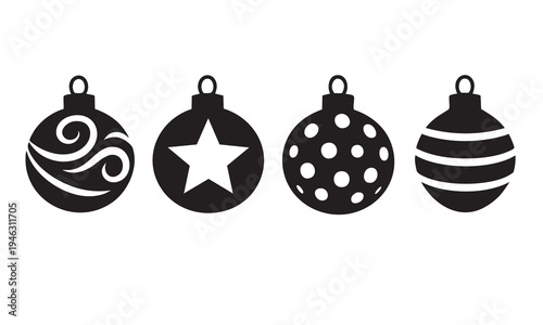 Christmas ball ornaments and bauble silhouettes 