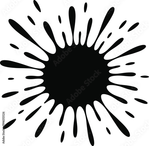 Black ink splatter on white background, Dynamic abstract art design element