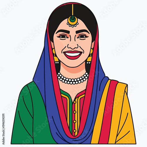 woman in traditional indian or pakistani attire with jewelry