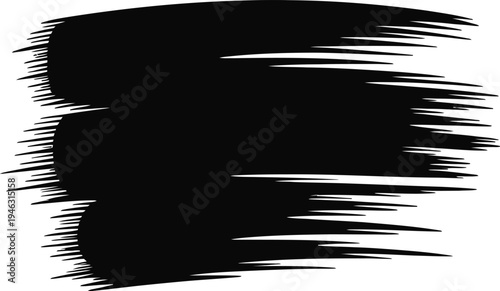 Black brush stroke effect on white background for graphic design and digital art projects