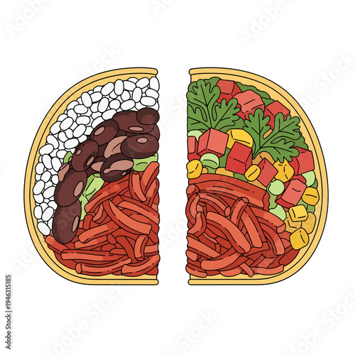 People celebrate National Burrito Day with a massive burrito cut in half.