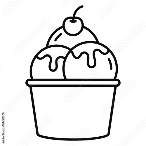 Delicious ice cream sundae with cherry on top