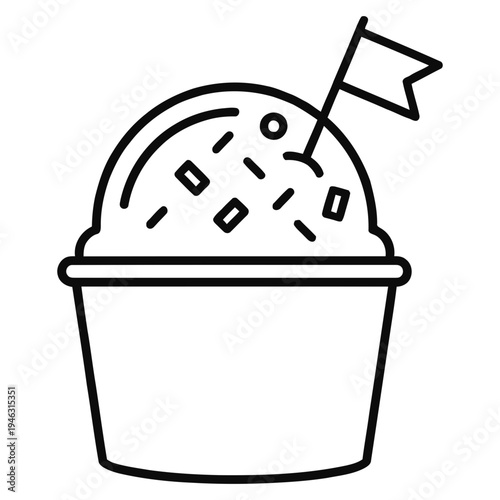 Tasty ice cream treat with flag on top