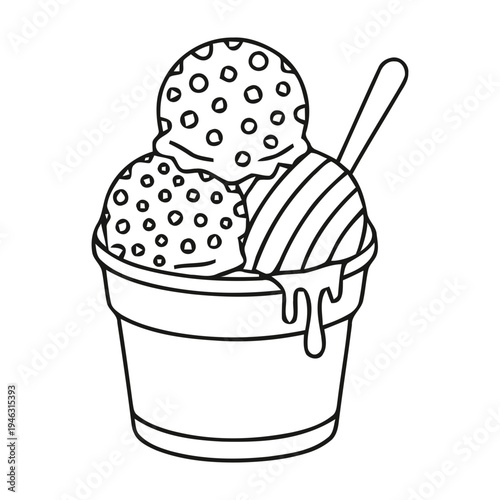 Delicious ice cream treat with colorful toppings and spoon