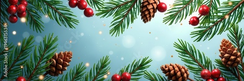 Glittery pine branch & cone repeat Elegant winter design , design, glitter, celebration