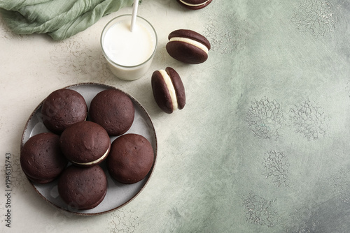 Plate with chocolate whoopi...