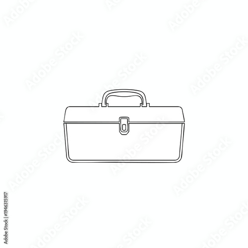 A simple black outline of a toolbox with a handle and latch