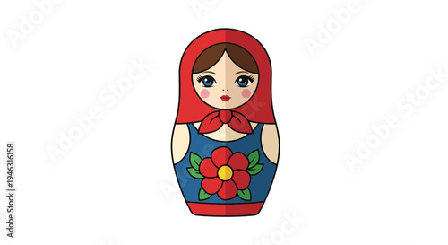 Matryoshka doll illustration, vector style graphic, cultural symbol, Russian art, souvenir design