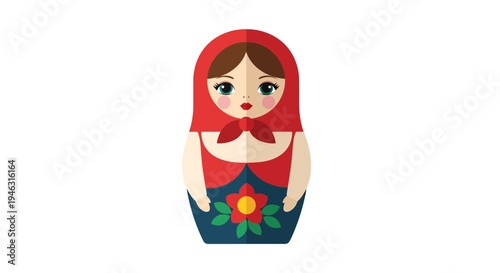 Matryoshka doll vector illustration, flat design, Russian culture, souvenir, icon, art, design