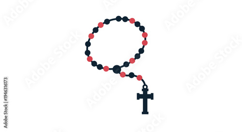 Rosary beads illustration, vector graphic, religious symbol, faith concept, prayer, catholicism, christianity