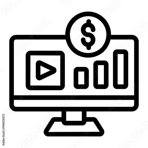 Monetization income Line Icon