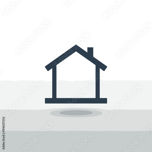 Minimalist illustration of a house with a clear sky background, ideal for real estate