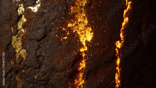 錆びた鉄と輝く金のコントラストにゆっくりズームインする退廃的映像