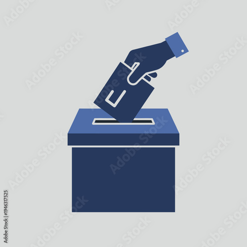 Hand placing a ballot into a box during an election, with a neutral background