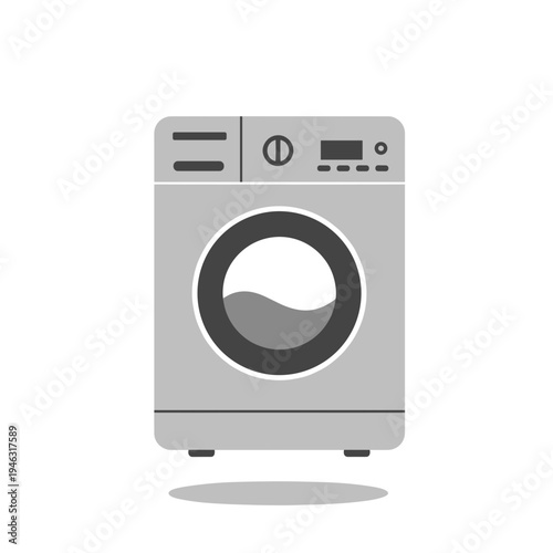 Modern washing machine with a sleek design and digital controls in a minimalist setting