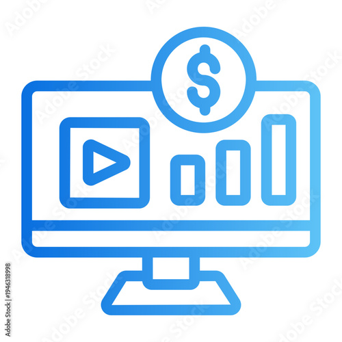 Monetization income Line Gradient Icon