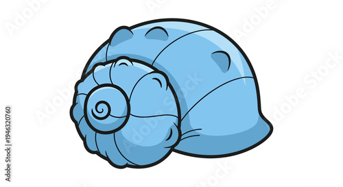 Blue Seashell Vector Illustration, Flat Design for Nature, Coastal Themes