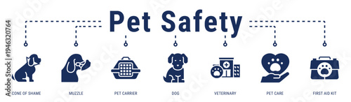 Pet Safety banner presenting protective equipment used during treatment, recovery, and safe pet handling