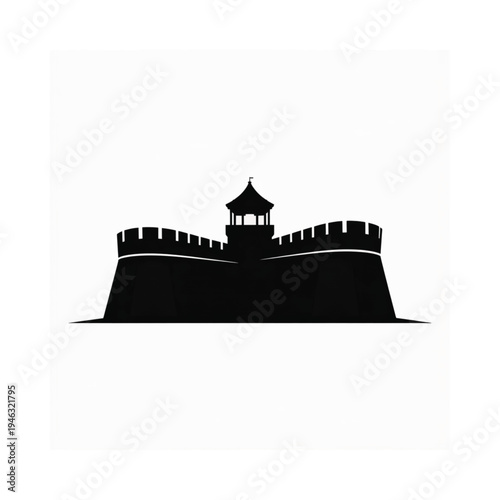 A striking silhouette of an ancient castle with detailed architectural features