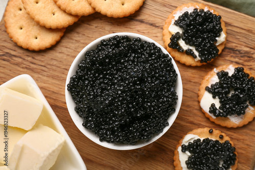 Tasty crackers with black c...