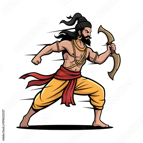 Parshuram Jayanti celebration with warrior standing heroically holding sword