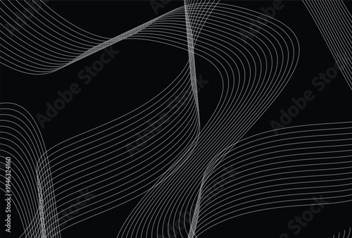 abstract design with waving lines pattern on black background.eps