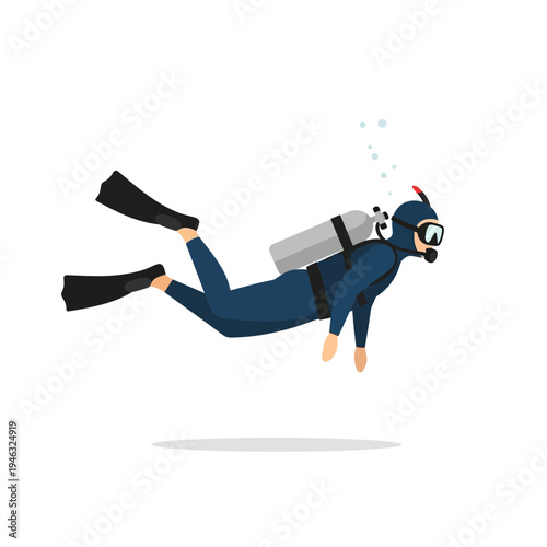 Scuba Diver Underwater, Diving, Snorkeling, Ocean, Sea, Blue Water, Recreation, Sport, Adventure