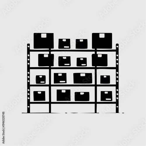 black filing cabinet with labeled boxes on shelves