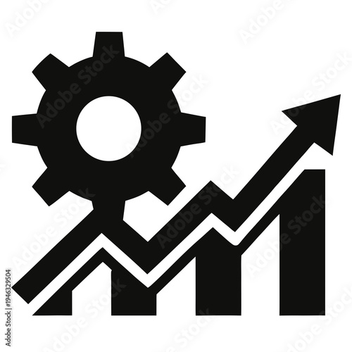 Financial growth concept with gear and increasing chart
