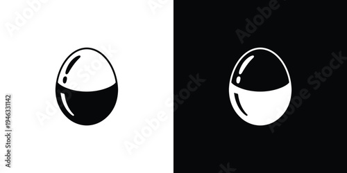 Black and white egg with gradient shading on black and white background