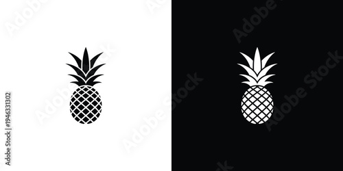 Black and white pineapple on contrasting backgrounds