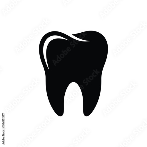 Black and white tooth silhouette dental