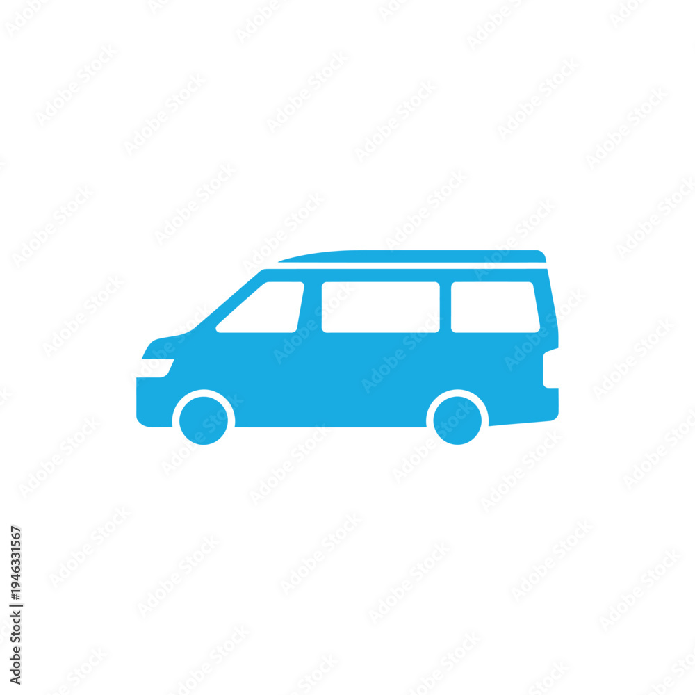 Fototapeta premium Blue minivan outline transportation