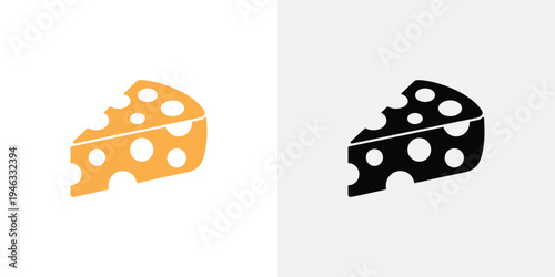 Two slices of cheese with holes in different colors