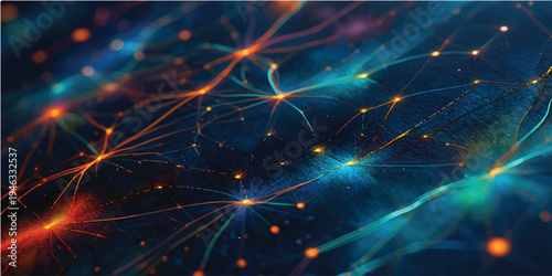 Bright Christmas holiday illustration featuring a shiny red fractal explosion with stars and light flashes on a black night sky background with space for text