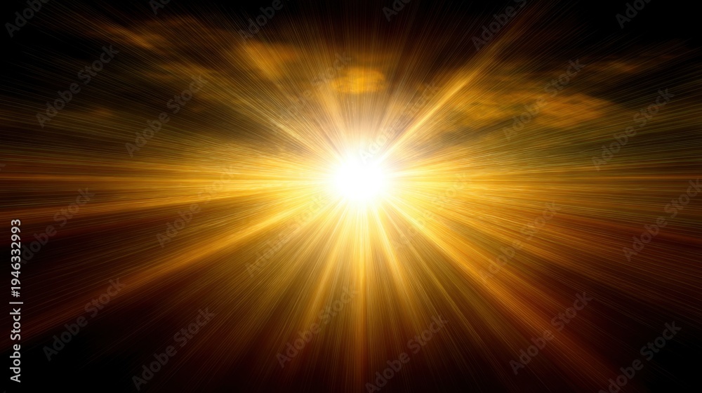 Fototapeta premium Vibrant Sunrise with Radiant Light Beams and Dramatic Cloudy Sky for Nature and Landscape Backgrounds