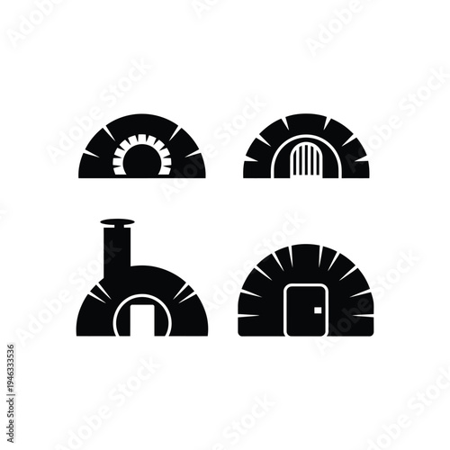 Simple black silhouette of a modern agricultural tractor with large tires