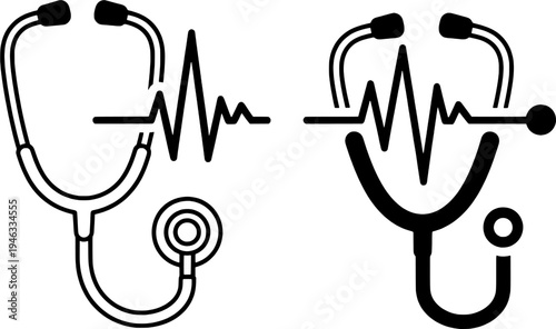 Minimalist telemedicine and digital healthcare icon set, "Created with AI assistance and manually refined."