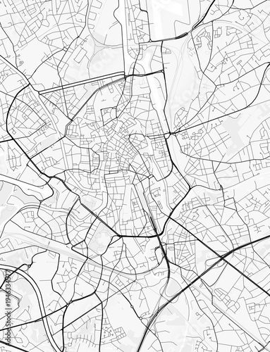 Ghent City Map. Minimalist black and white line art poster for printing, wallpaper, wall art, and map resources for home and office decor.