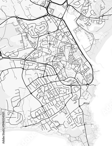 Lagos Faro City Map. Minimalist black and white line art poster for printing, wallpaper, wall art, and map resources for home and office decor.