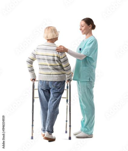 Nurse and senior woman with...