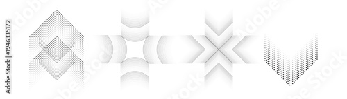 Halftone geometric shapes with dotted patterns