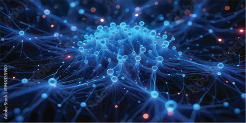 An abstract Christmas background featuring blue fireworks exploding in the night sky with glowing stars and fractal light patterns to create a bright holiday motion art wallpaper